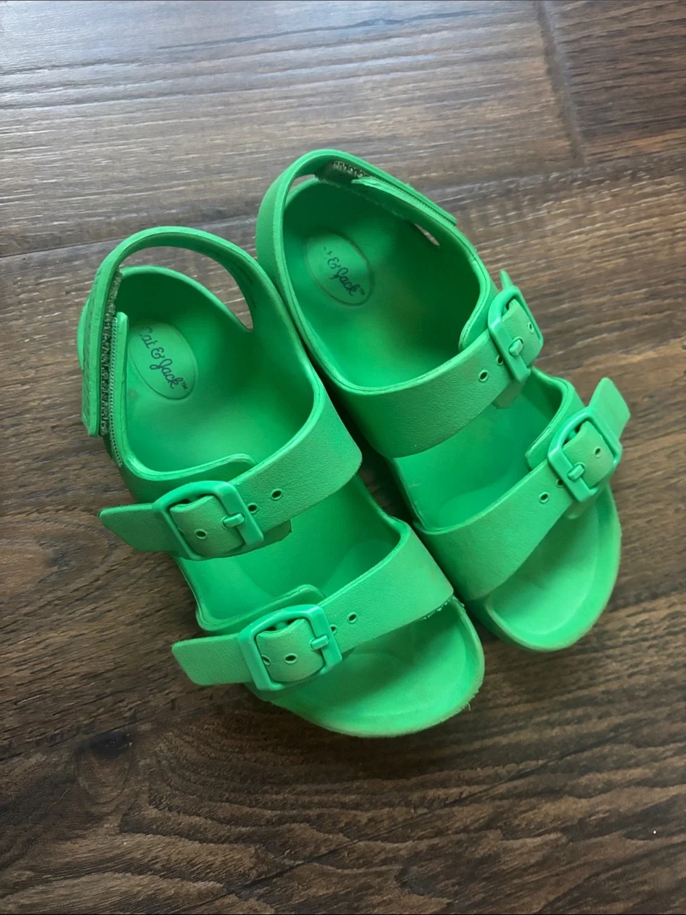 Cat & Jack Bright Green Double Buckle Kids Sandals